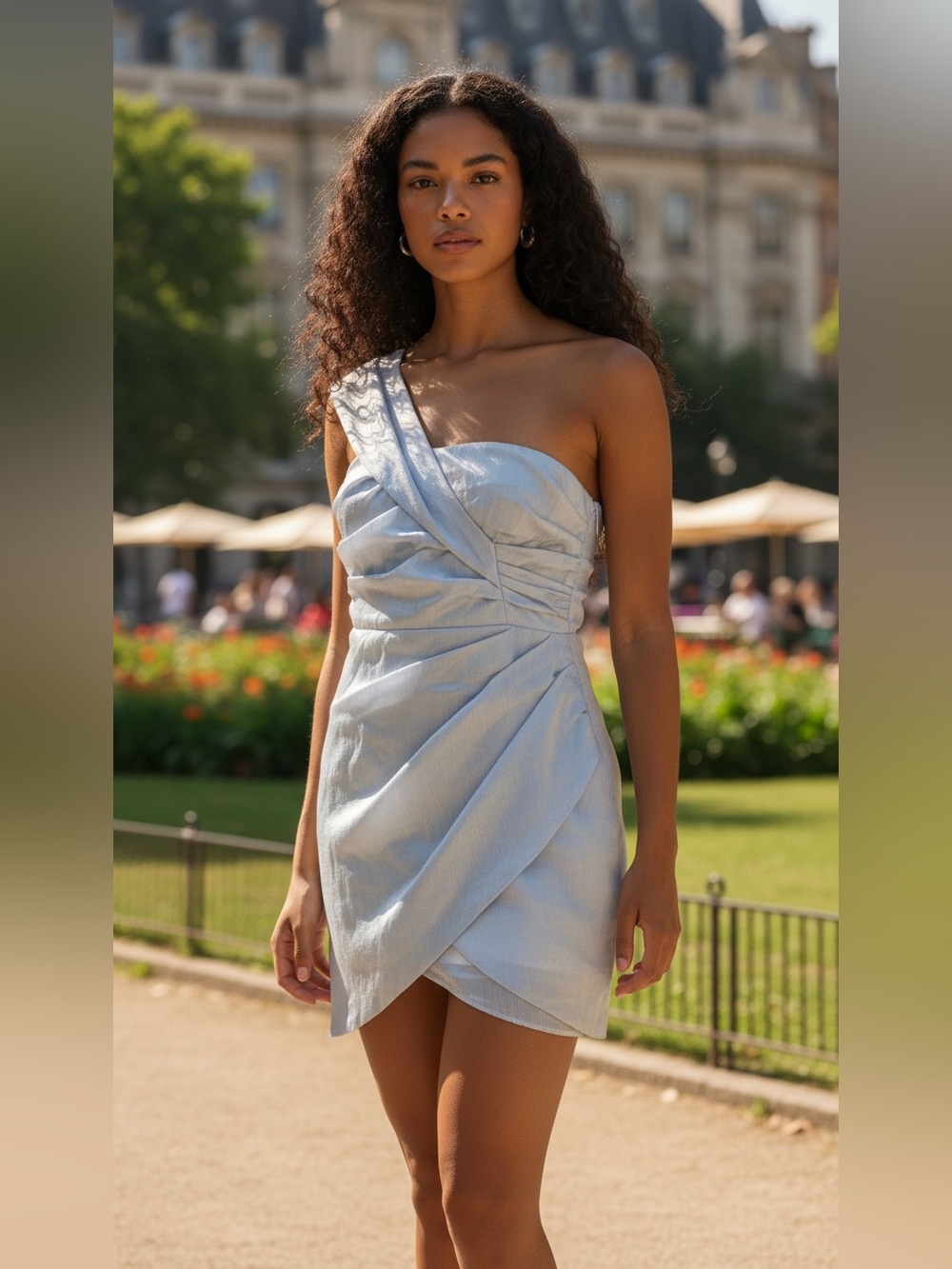 NWOT NBD Della Mini Dress in Sky Blue (Sample color) size Small